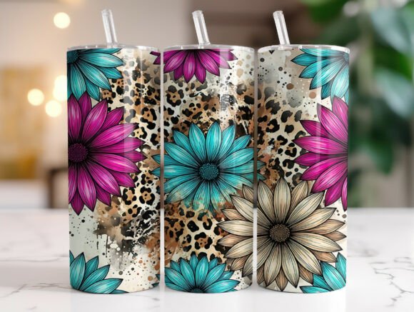Boho Leopard Floral Sunflower Tumbler Graphics Review