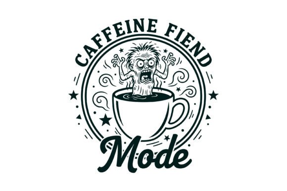 Caffeine Fiend Mode Zombie Coffee SVG: Graphics & T‑Shirt