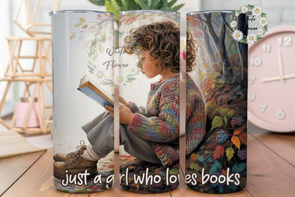 Cozy Girl Reading Book 20oz Tumbler Wrap Graphics