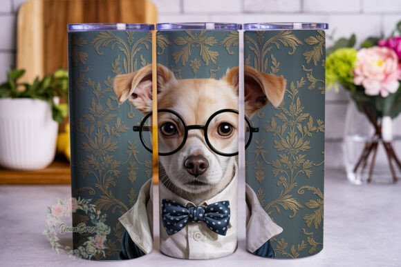 Dapper Dog Blue Gold Tumbler Wrap Graphics for Tumbler Wraps