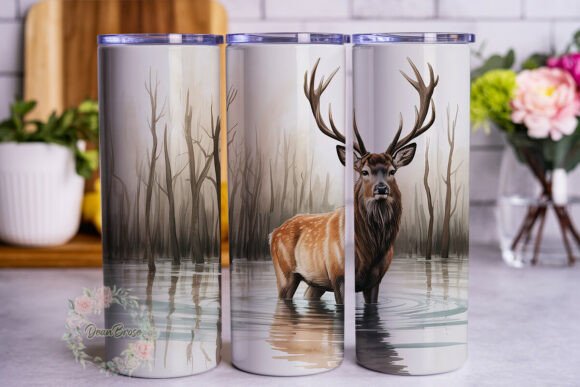 Deer Forest Watercolor Tumbler Wrap Graphics
