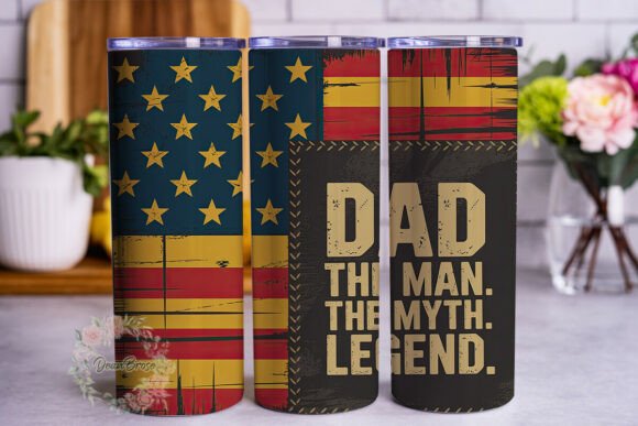 Distressed Flag Dad 20oz Tumbler Wrap Graphics