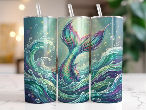 Fantasy Mermaid Tail Tumbler Wrap Graphics for Crafters