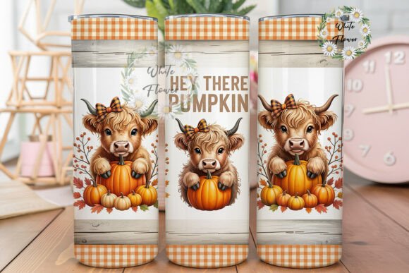Fluffy Cow Pumpkin Fall Tumbler Wrap PNG: Graphics & Tumbler Wraps