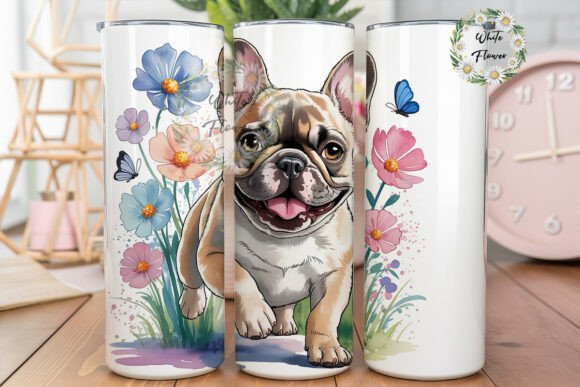 French Bulldog Floral Tumbler Wrap Graphics for Branding