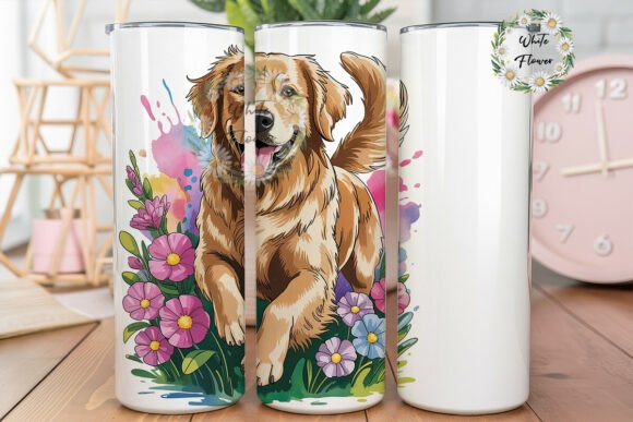 Golden Retriever Floral Tumbler Wraps Graphics Review