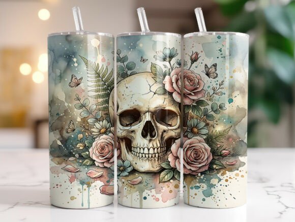 Gothic Skull Rose Floral Tumbler Wrap: Graphics & Tumbler Wraps Review