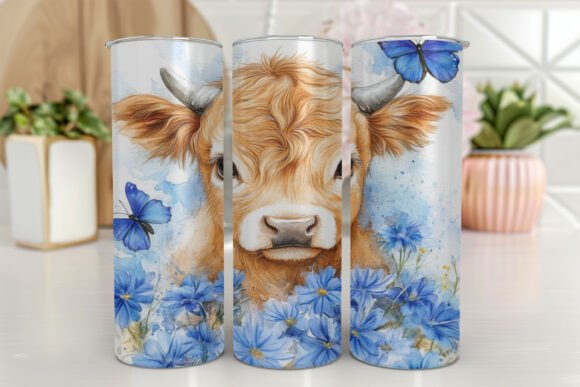 Highland Cow Tumbler Wrap Sunflower Graphics