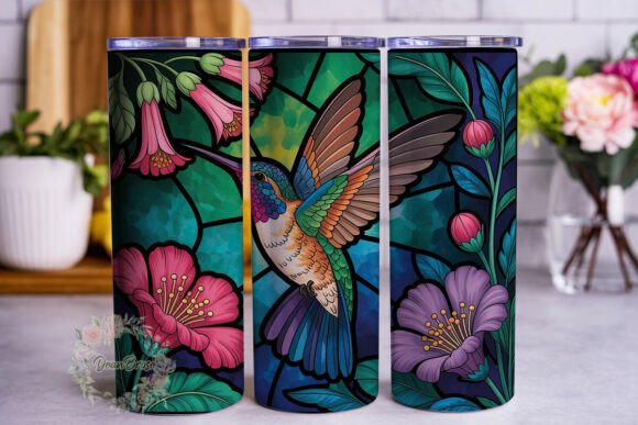 Hummingbird Stained Glass Tumbler Wraps Graphics