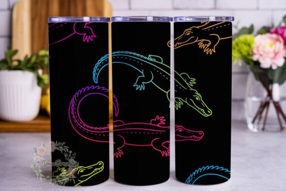 Neon Alligator Gradient Tumbler Wraps Graphics