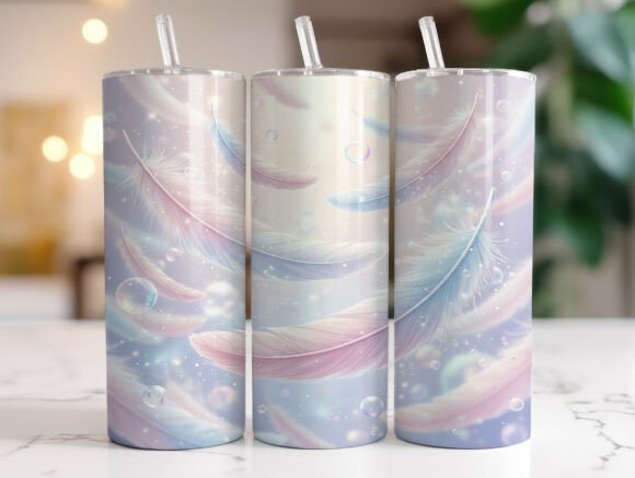 Pastel Soft Floating Feathers Tumbler Wraps & Graphics
