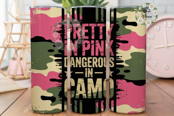Pink Camo Pretty Dangerous Tumbler Graphics for Blog Design