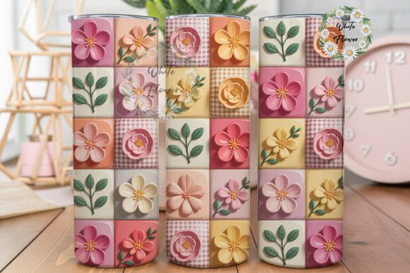 Pink Floral Quilt 20oz Tumbler Wrap