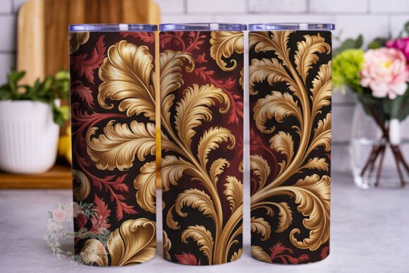 Red Gold Botanical Tumbler Wraps Graphics Review
