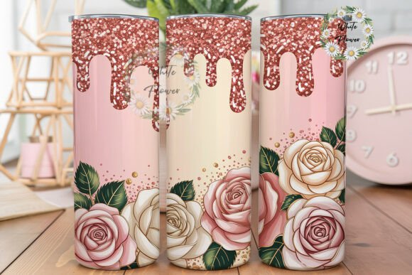 Rose Gold Glitter Drip Tumbler Wraps Graphics Review