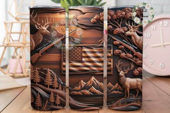 Rustic Deer Flag Tumbler Wraps Graphics Review