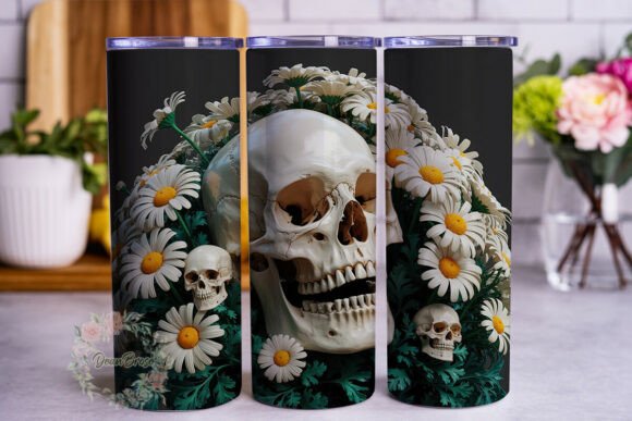 Skull Daisy Garden 20oz Tumbler Wraps Graphics Review
