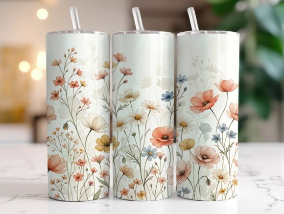 Soft Pastel Wildflower Tumbler Wraps & Graphics