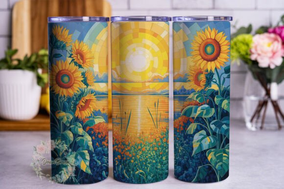 Sunflower Sunset Landscape Tumbler Graphics & Wraps
