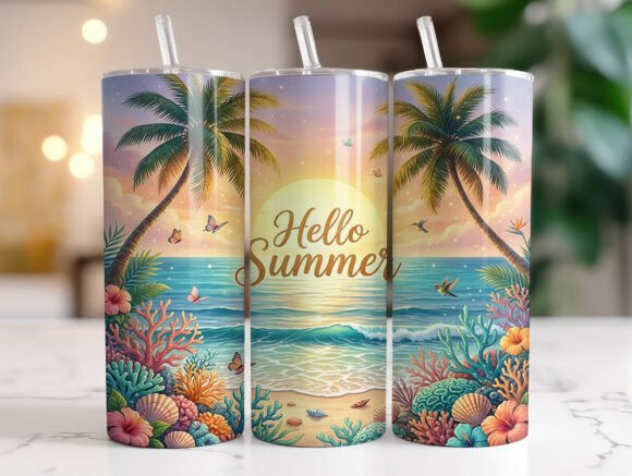 Tropical Hello Summer 20 Oz Tumbler Wrap: Graphics & Tumbler Wraps Review