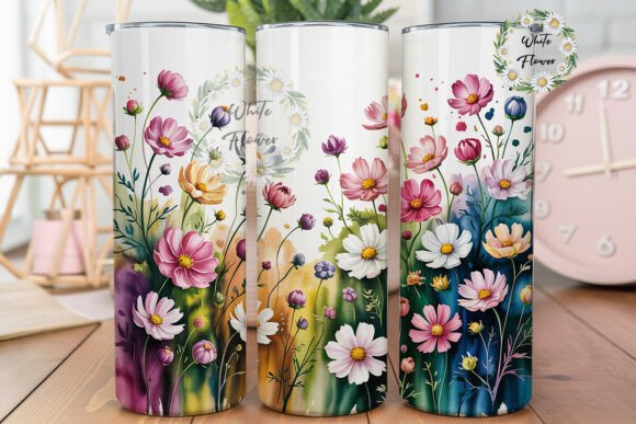 Watercolor Cosmos Floral Graphics: Tumbler Wraps Review