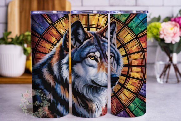 Wolf Stained Glass Tumbler Wrap Graphics Review